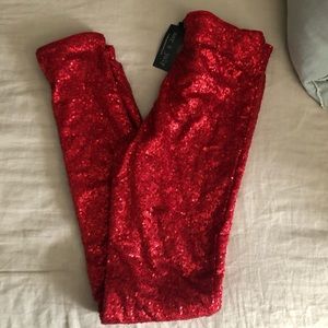 NWT red sequin leggings